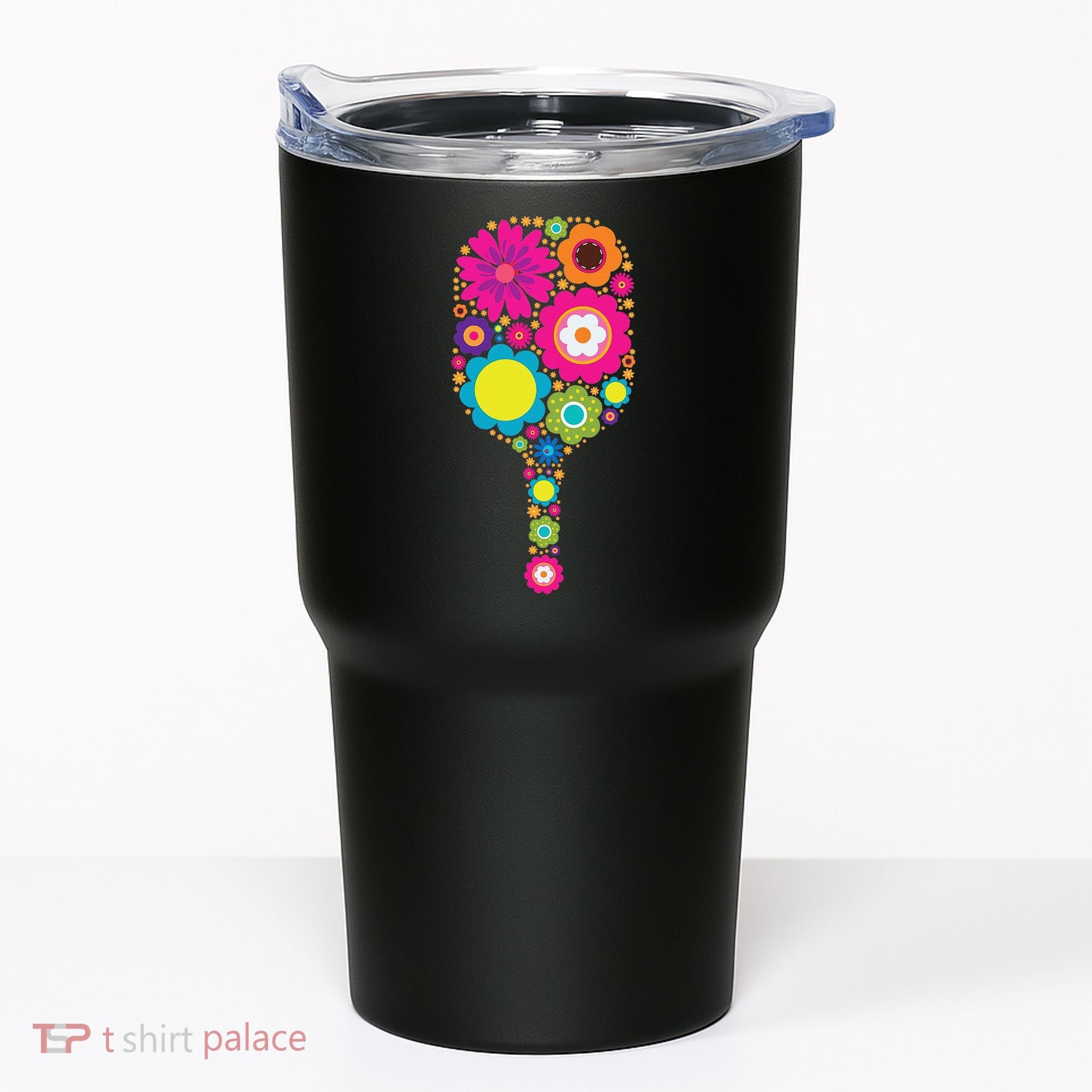 Pickleball Sports Racquet Racket Paddle Flowers Tumbler
