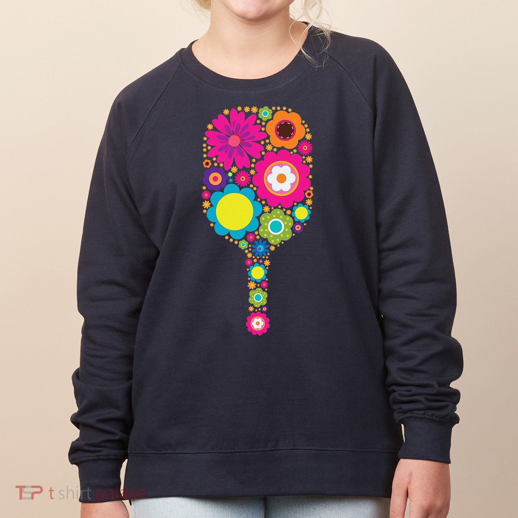 Pickleball Sports Racquet Racket Paddle Flowers Women's Sweatshirt