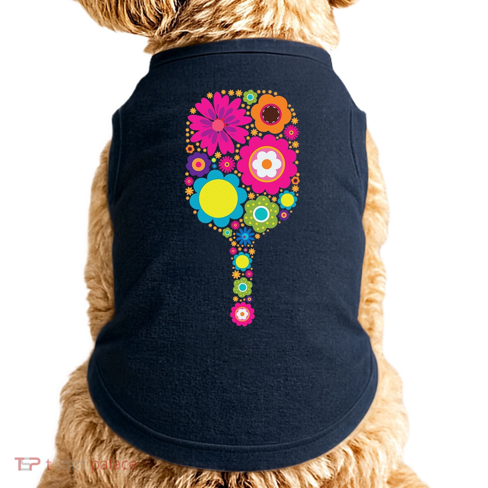 Pickleball Sports Racquet Racket Paddle Flowers Doggie Tank