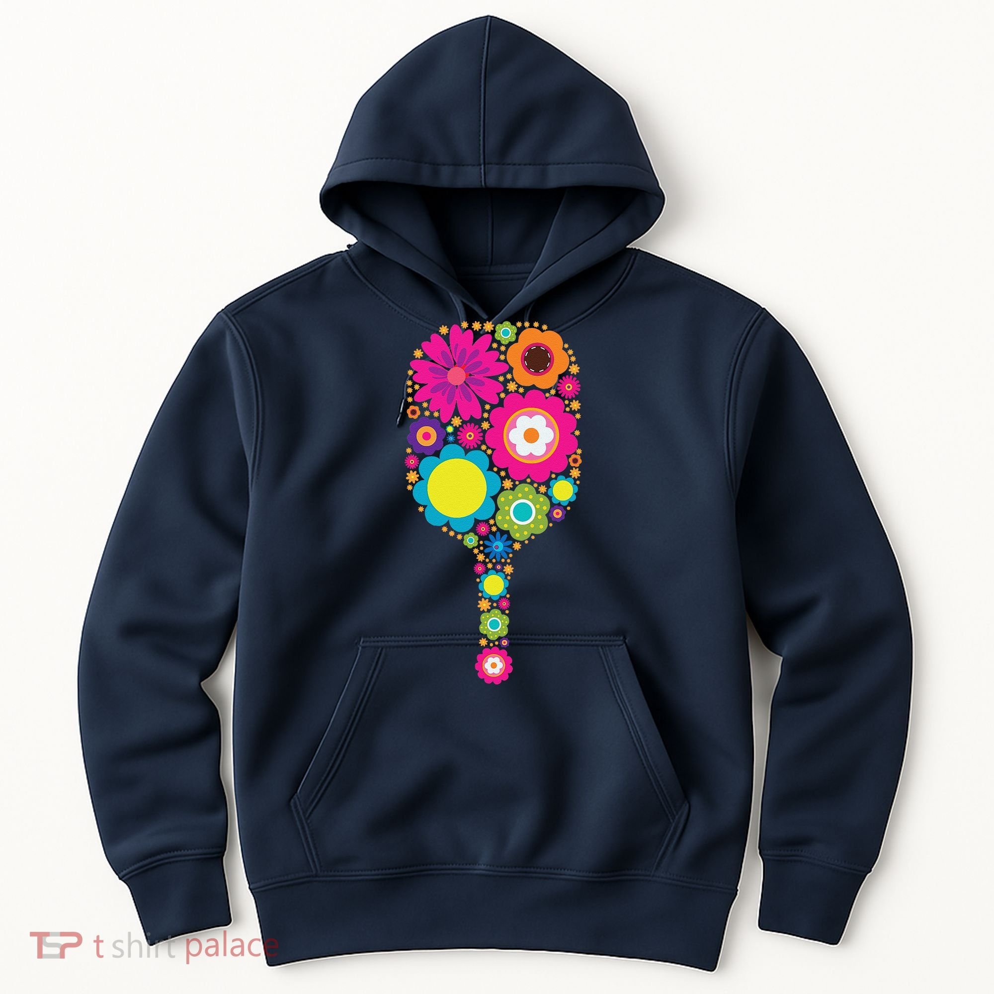 Pickleball Sports Racquet Racket Paddle Flowers Hoodie