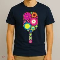 Pickleball Sports Racquet Racket Paddle Flowers T-Shirt thumb 3