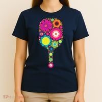 Pickleball Sports Racquet Racket Paddle Flowers T-Shirt thumb 4