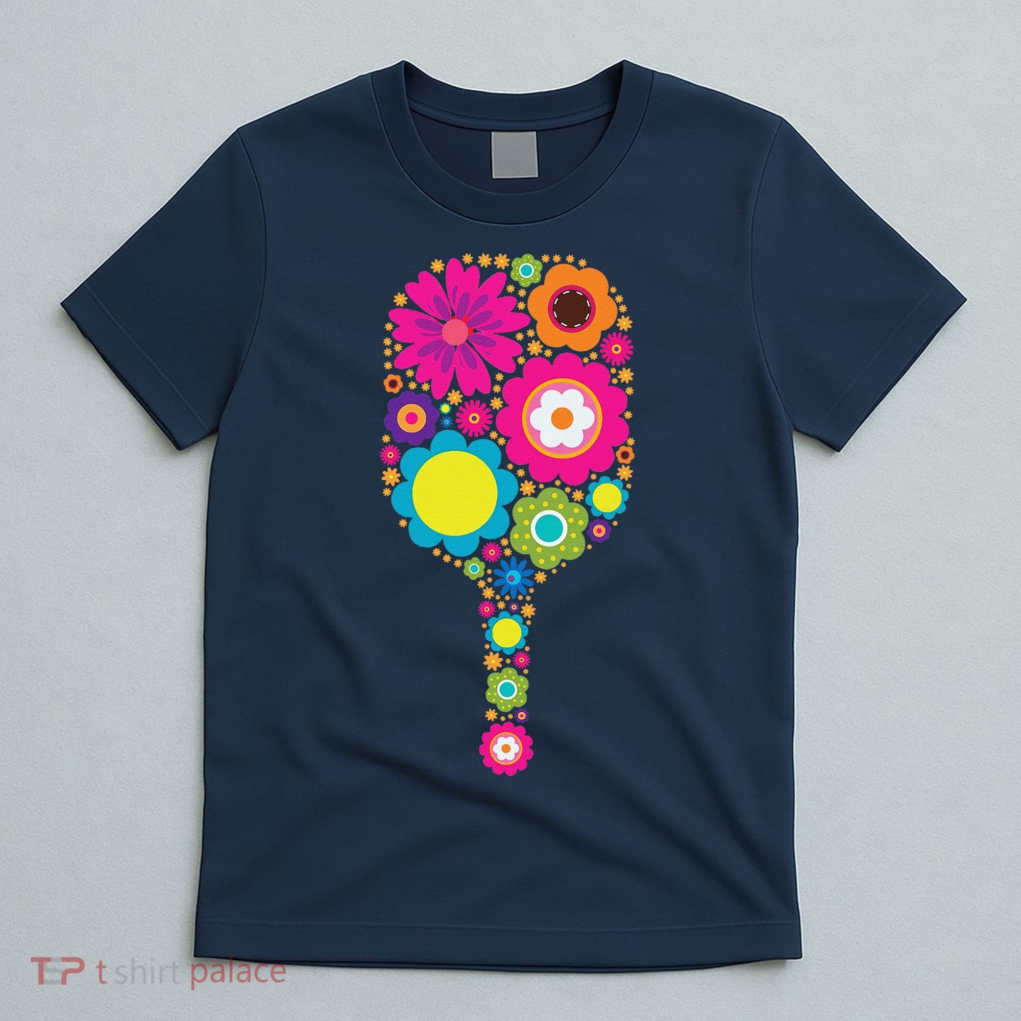 Pickleball Sports Racquet Racket Paddle Flowers T-Shirt