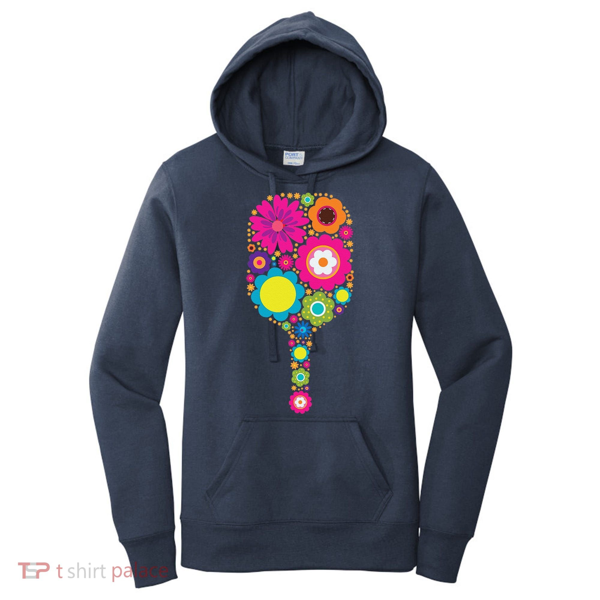 Pickleball Sports Racquet Racket Paddle Flowers Women's Hoodie