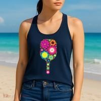 Pickleball Sports Racquet Racket Paddle Flowers Women's Tank Top thumb 2