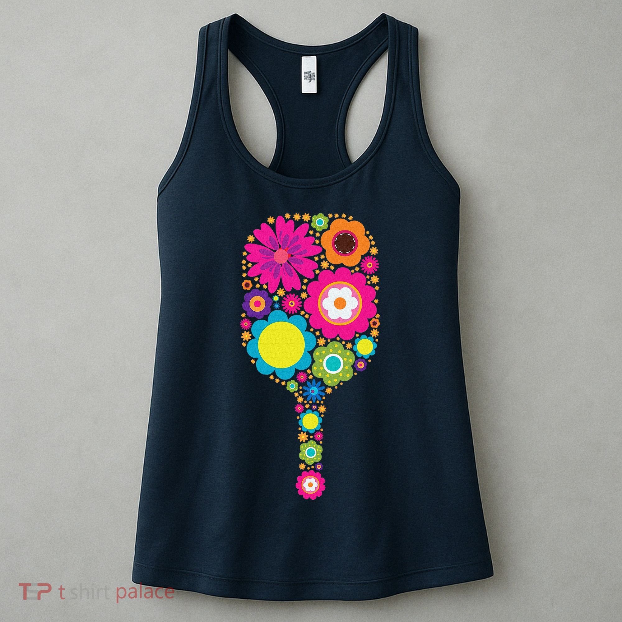 Pickleball Sports Racquet Racket Paddle Flowers Women's Tank Top
