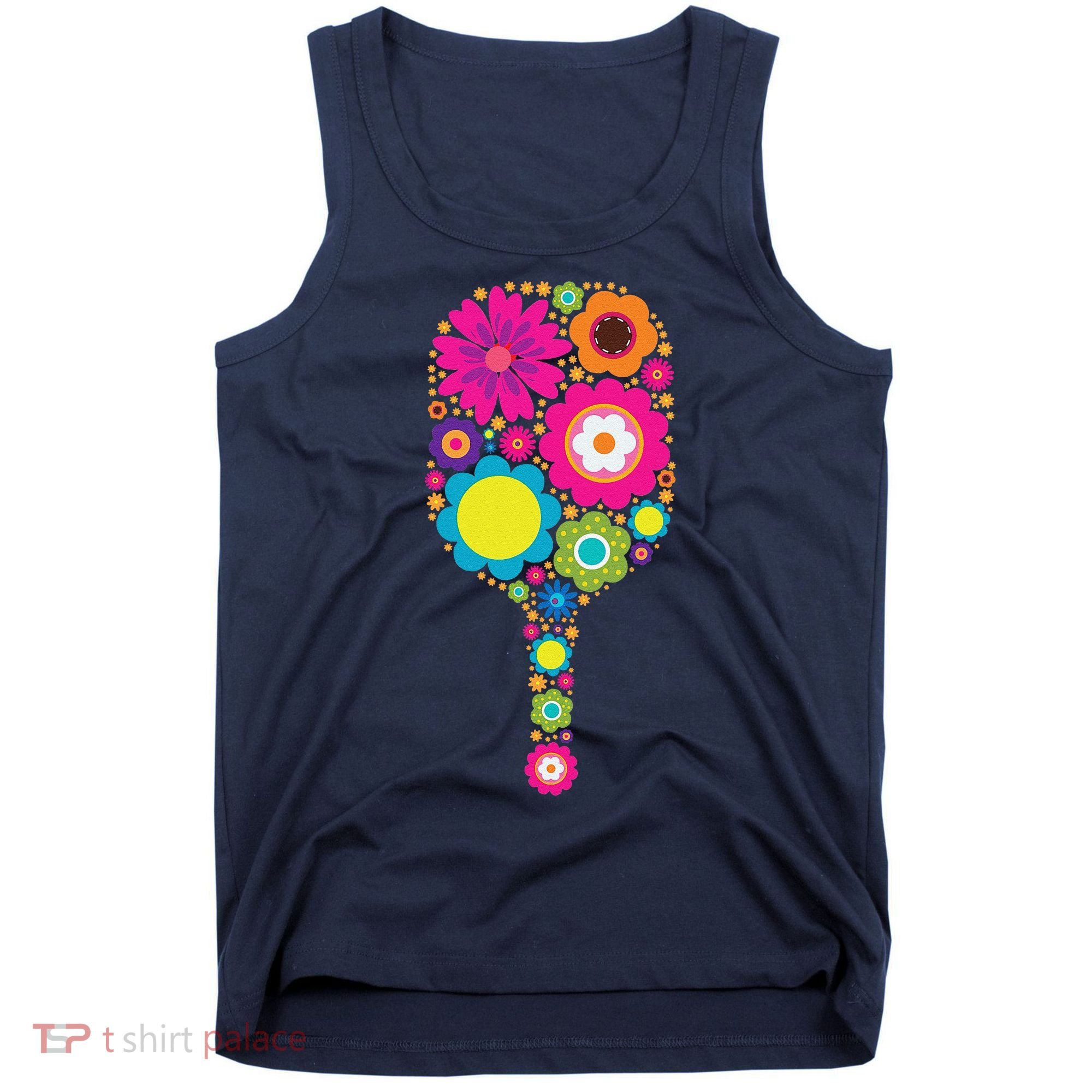 Pickleball Sports Racquet Racket Paddle Flowers Tank Top