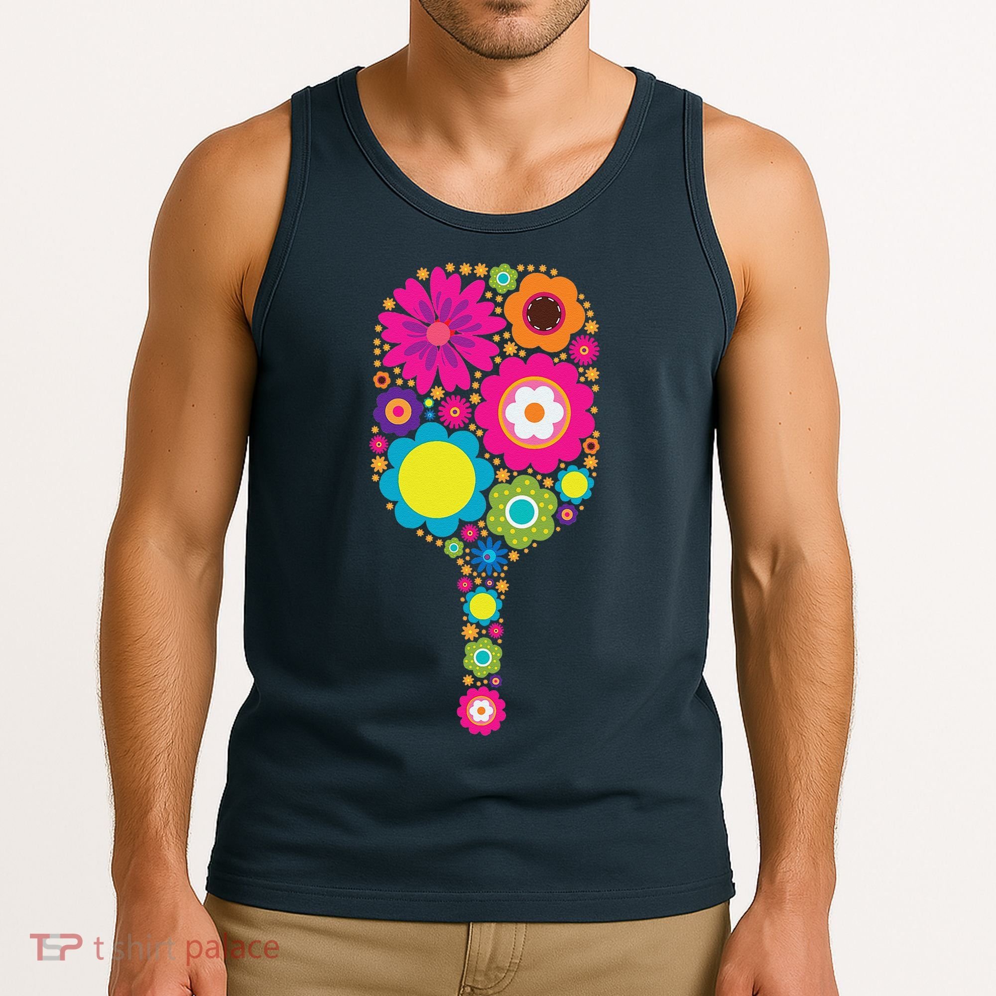 Pickleball Sports Racquet Racket Paddle Flowers Tank Top