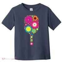 Pickleball Sports Racquet Racket Paddle Flowers Toddler T-Shirt thumb 0