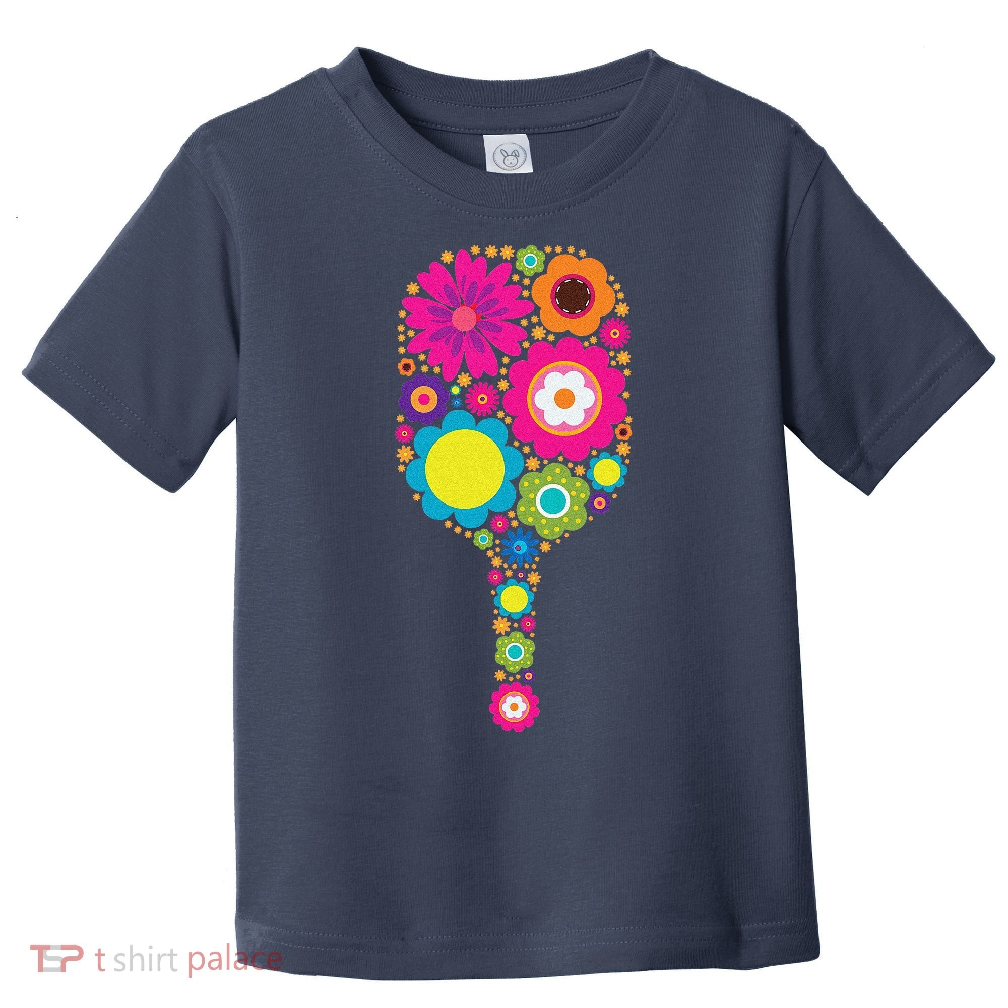 Pickleball Sports Racquet Racket Paddle Flowers Toddler T-Shirt