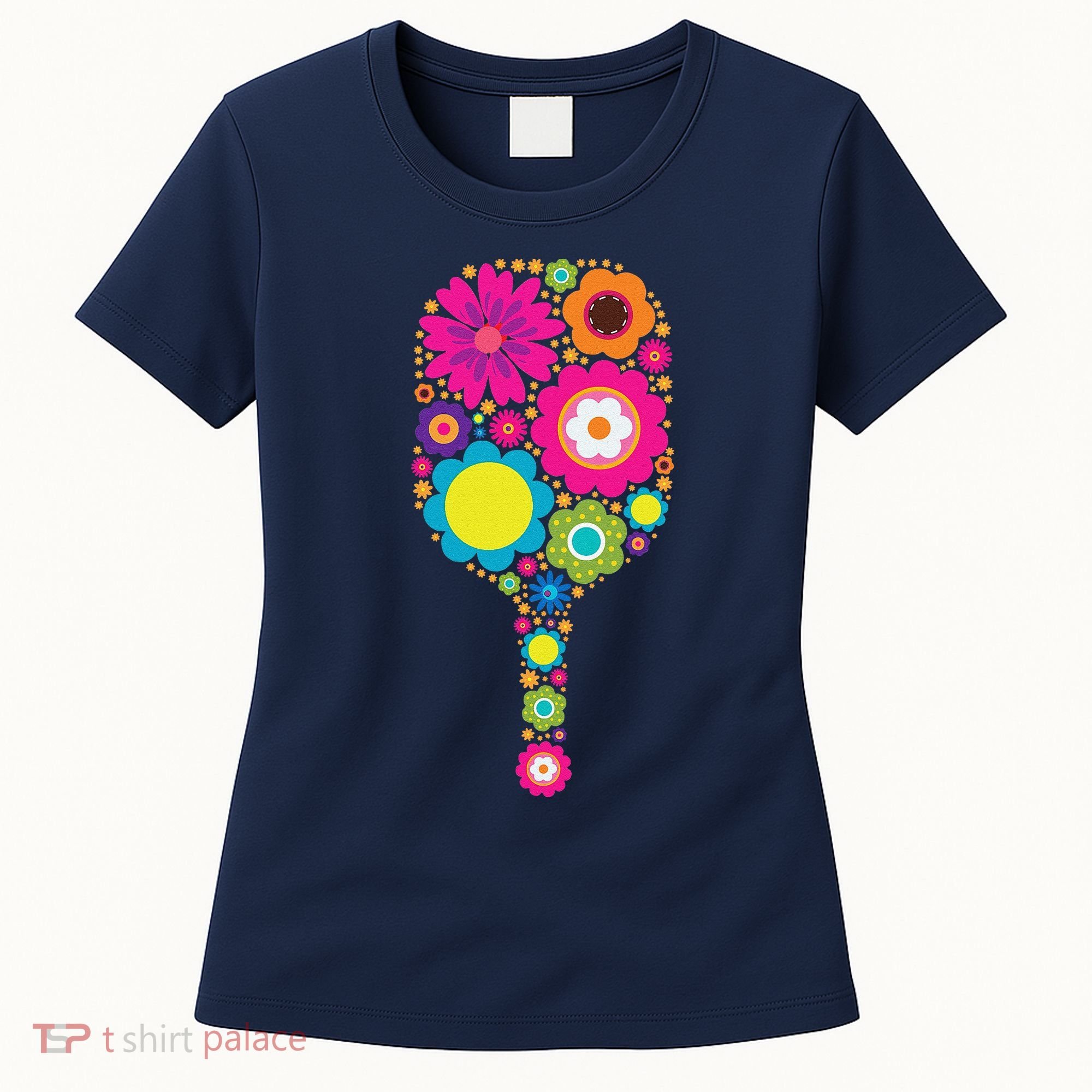 Pickleball Sports Racquet Racket Paddle Flowers Women's T-Shirt