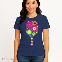 Pickleball Sports Racquet Racket Paddle Flowers Women's T-Shirt thumb 4