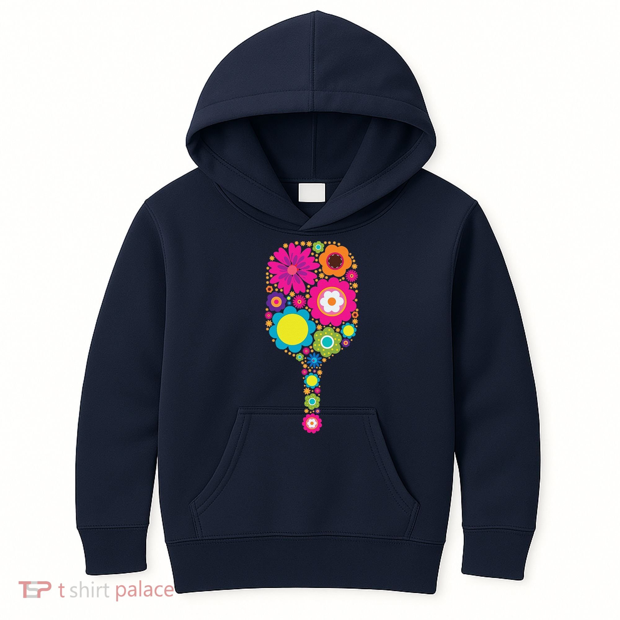 Pickleball Sports Racquet Racket Paddle Flowers Kids Hoodie