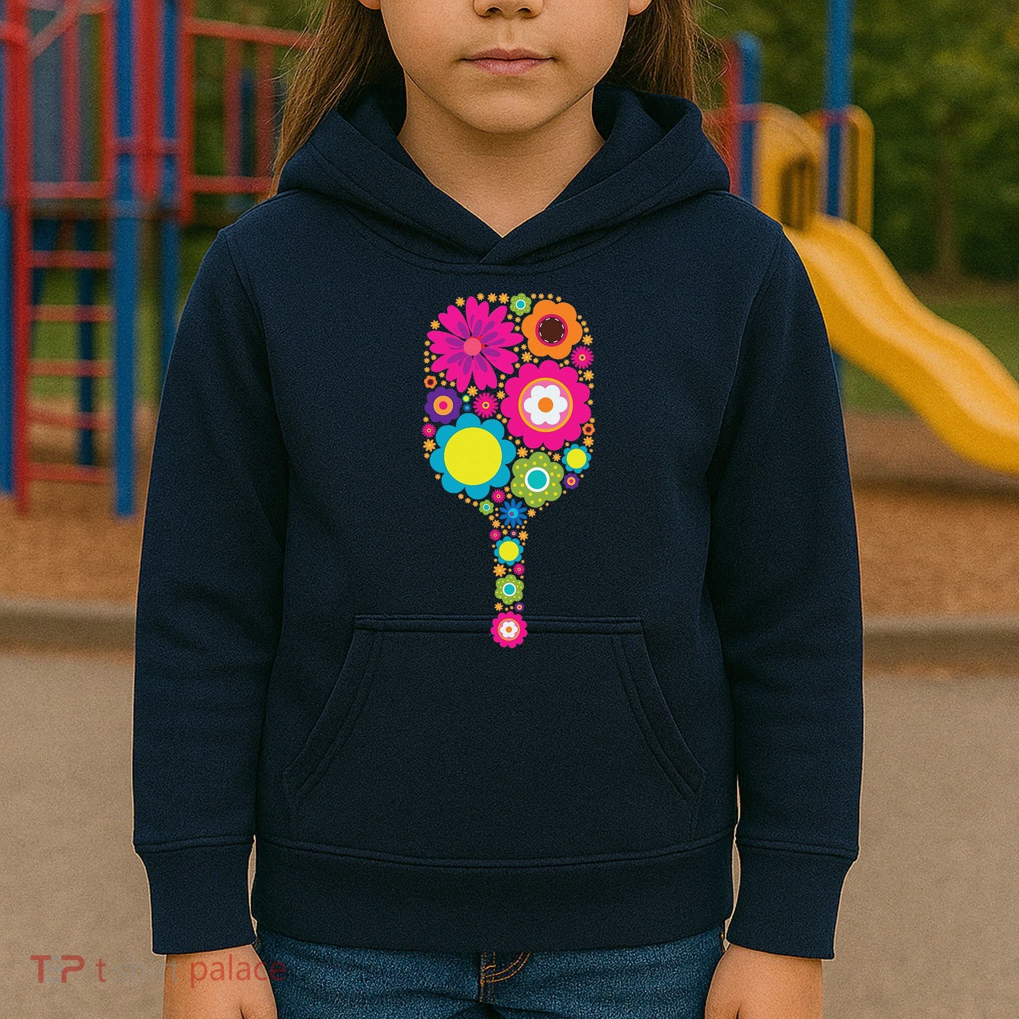 Pickleball Sports Racquet Racket Paddle Flowers Kids Hoodie