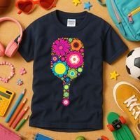 Pickleball Sports Racquet Racket Paddle Flowers Kids T-Shirt thumb 3