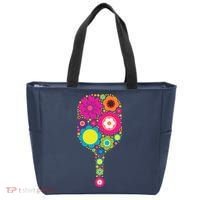 Pickleball Sports Racquet Racket Paddle Flowers Tote Bag thumb 0