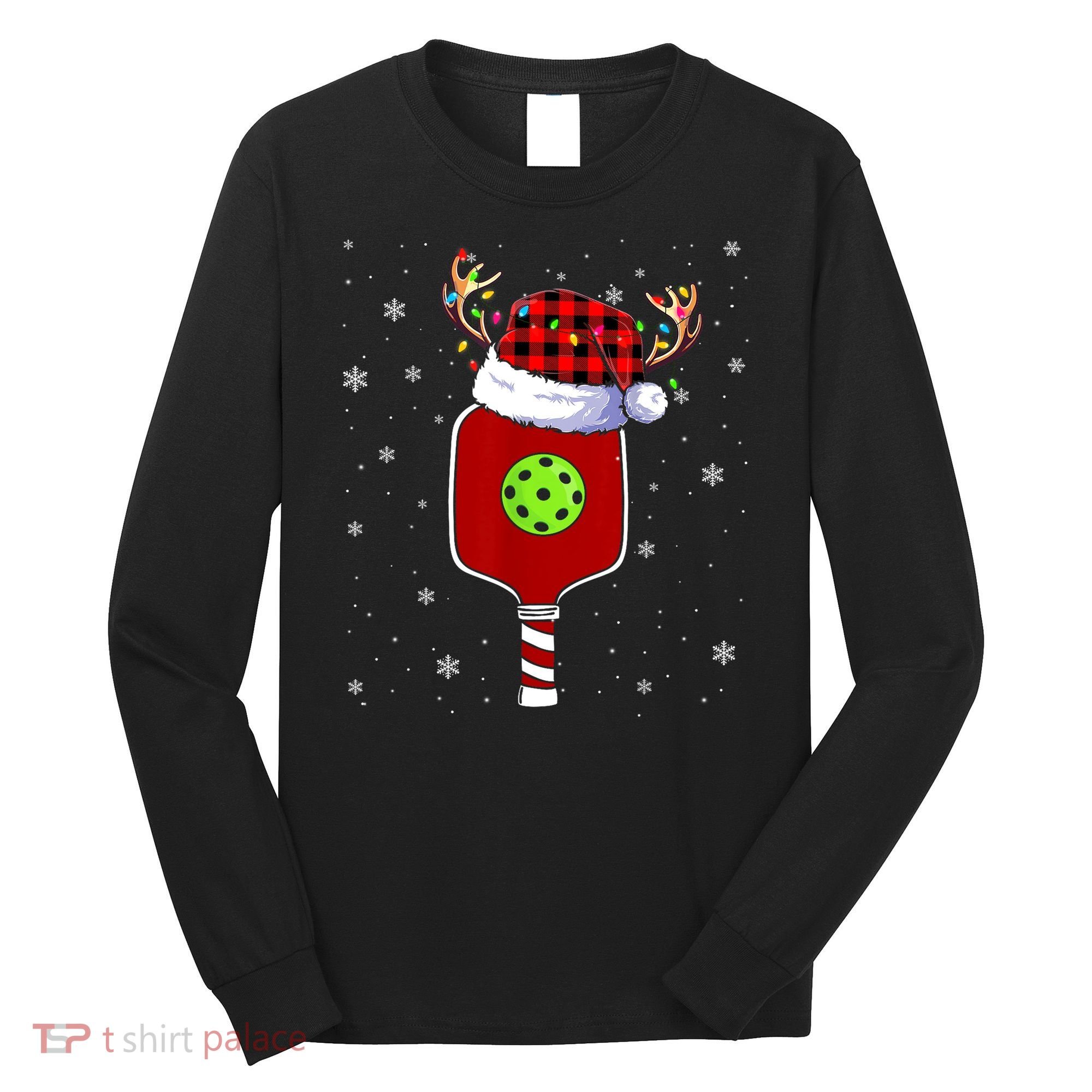 Pickleball Santa Sports Christmas Pickleball Player Gift Long Sleeve Shirt
