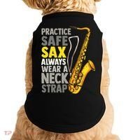 Practice Safe Sax Funny Saxophone Player Jazz Musician Gift Doggie Tank thumb 0