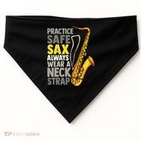 Practice Safe Sax Funny Saxophone Player Jazz Musician Gift USA-Made Doggie Bandana thumb 0