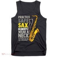 Practice Safe Sax Funny Saxophone Player Jazz Musician Gift Tank Top thumb 0