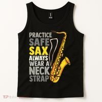 Practice Safe Sax Funny Saxophone Player Jazz Musician Gift Tank Top thumb 2
