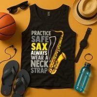 Practice Safe Sax Funny Saxophone Player Jazz Musician Gift Tank Top thumb 4