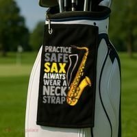 Practice Safe Sax Funny Saxophone Player Jazz Musician Gift Golf Towel thumb 2