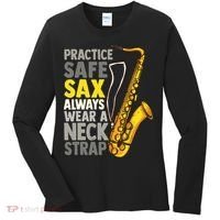 Practice Safe Sax Funny Saxophone Player Jazz Musician Gift Women's Long Sleeve Shirt thumb 0
