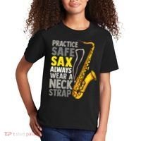 Practice Safe Sax Funny Saxophone Player Jazz Musician Gift Kids T-Shirt thumb 2