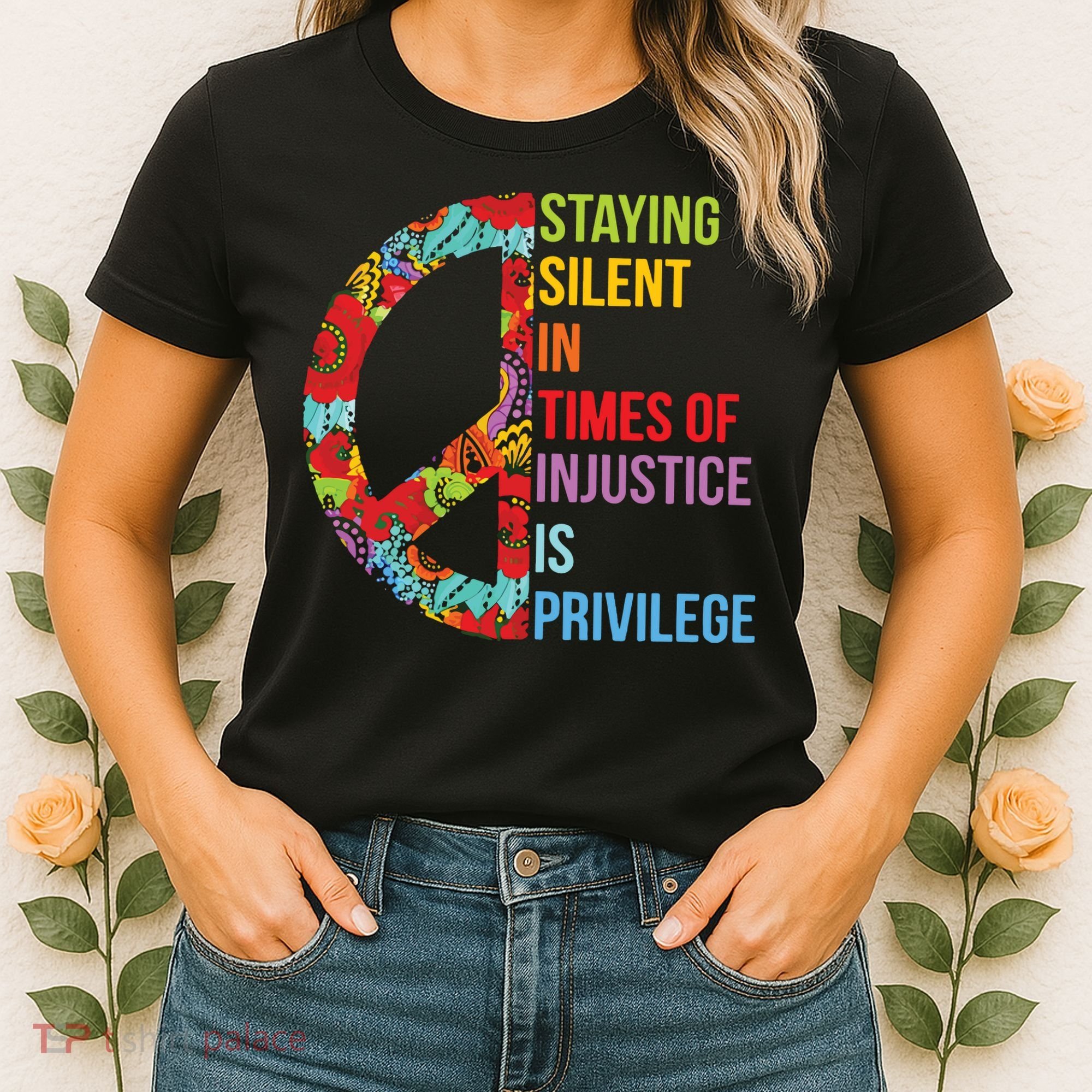 Peace Staying Silent In Times Of Injustice Is Privilege Women's T-Shirt