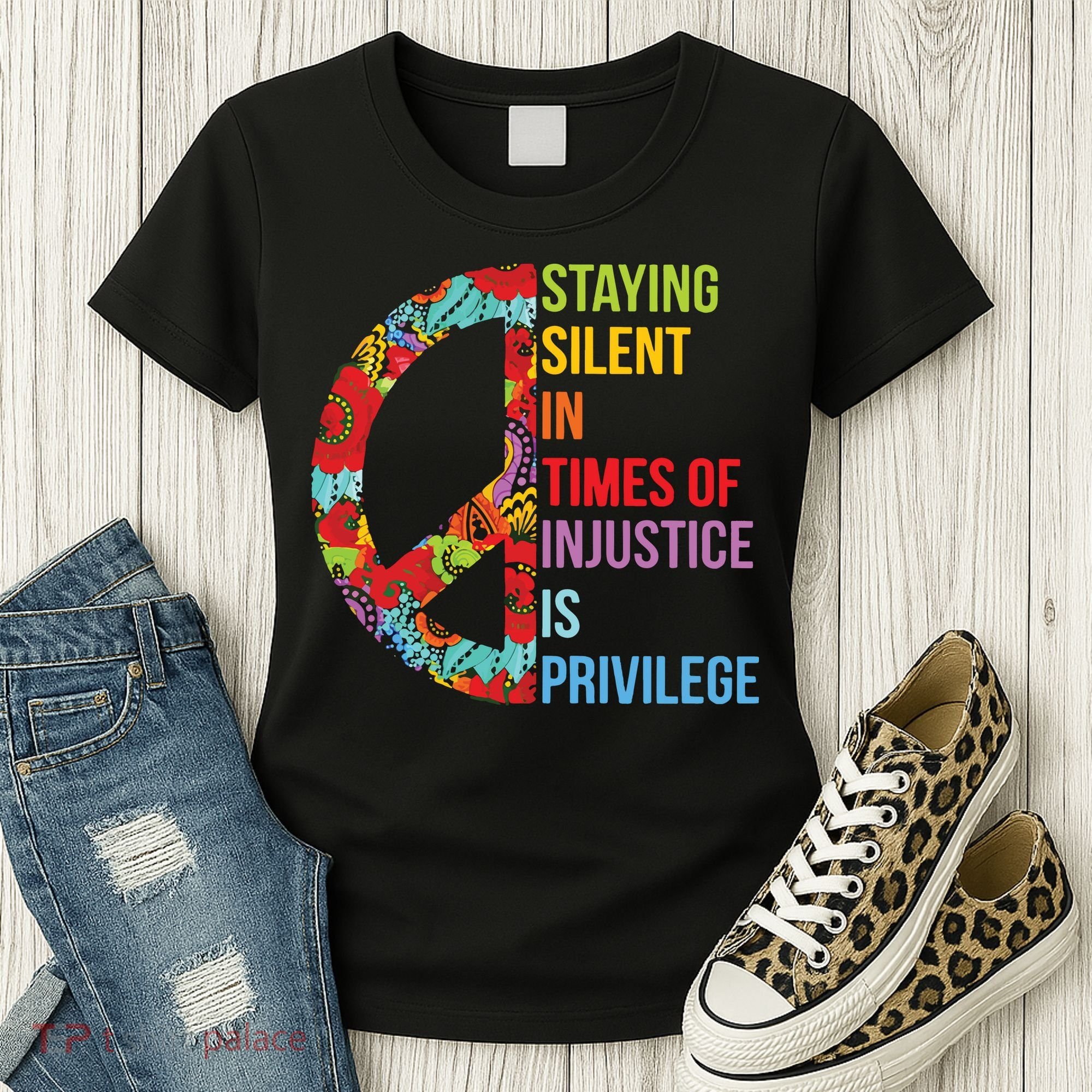 Peace Staying Silent In Times Of Injustice Is Privilege Women's T-Shirt