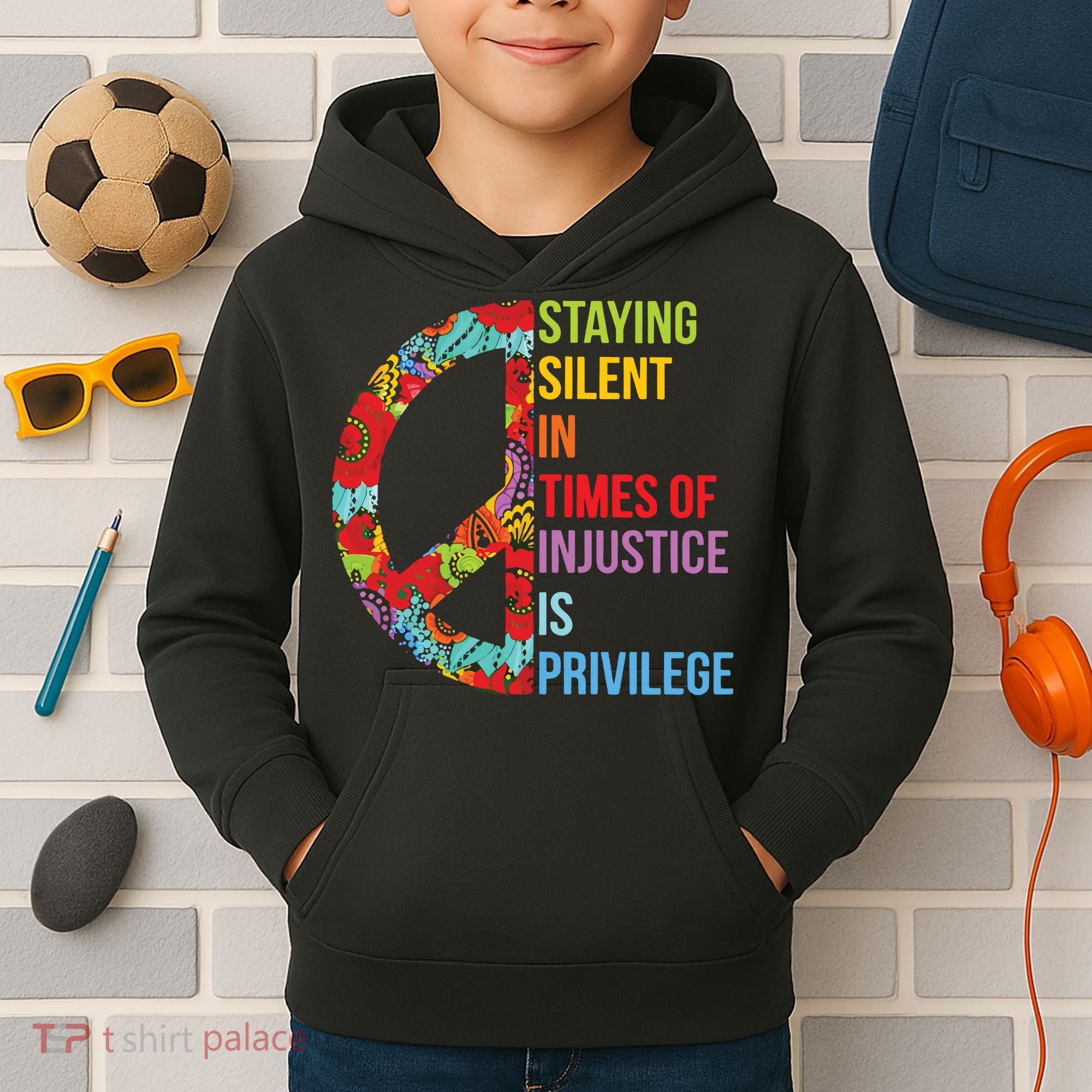 Peace Staying Silent In Times Of Injustice Is Privilege Kids Hoodie