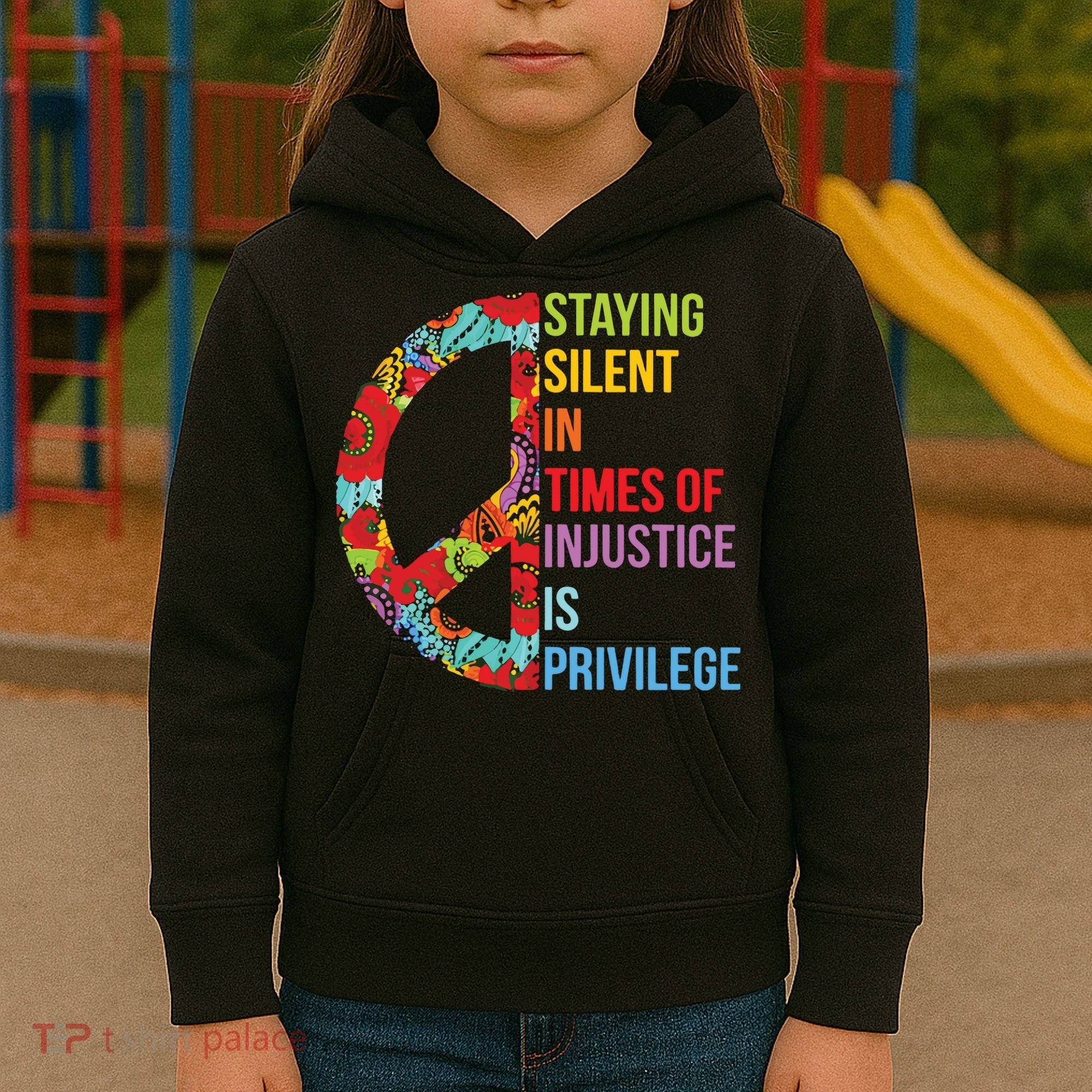Peace Staying Silent In Times Of Injustice Is Privilege Kids Hoodie
