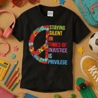 Peace Staying Silent In Times Of Injustice Is Privilege Kids T-Shirt thumb 3