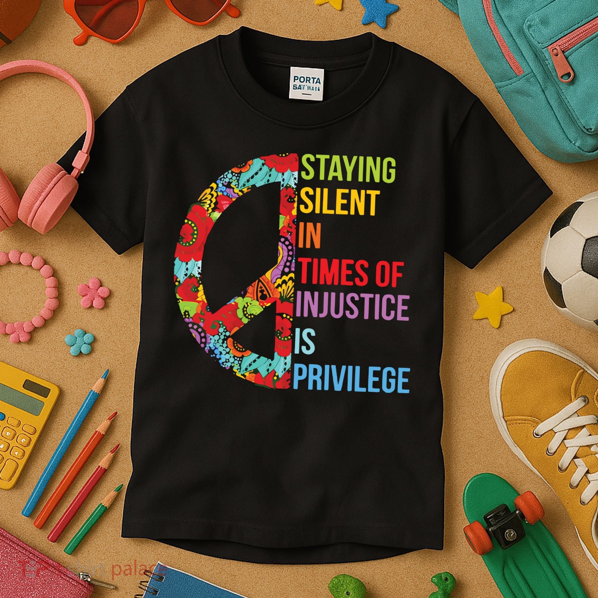 Peace Staying Silent In Times Of Injustice Is Privilege Kids T-Shirt