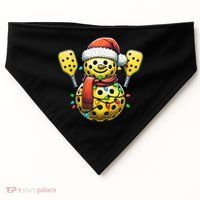 Pickleball Snowman Santa Hat Lights Christmas Pickleball USA-Made Doggie Bandana thumb 0
