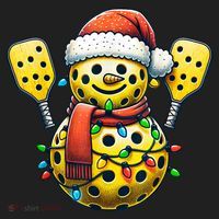 Pickleball Snowman Santa Hat Lights Christmas Pickleball Beanie thumb 2