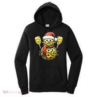 Pickleball Snowman Santa Hat Lights Christmas Pickleball Women's Hoodie thumb 0