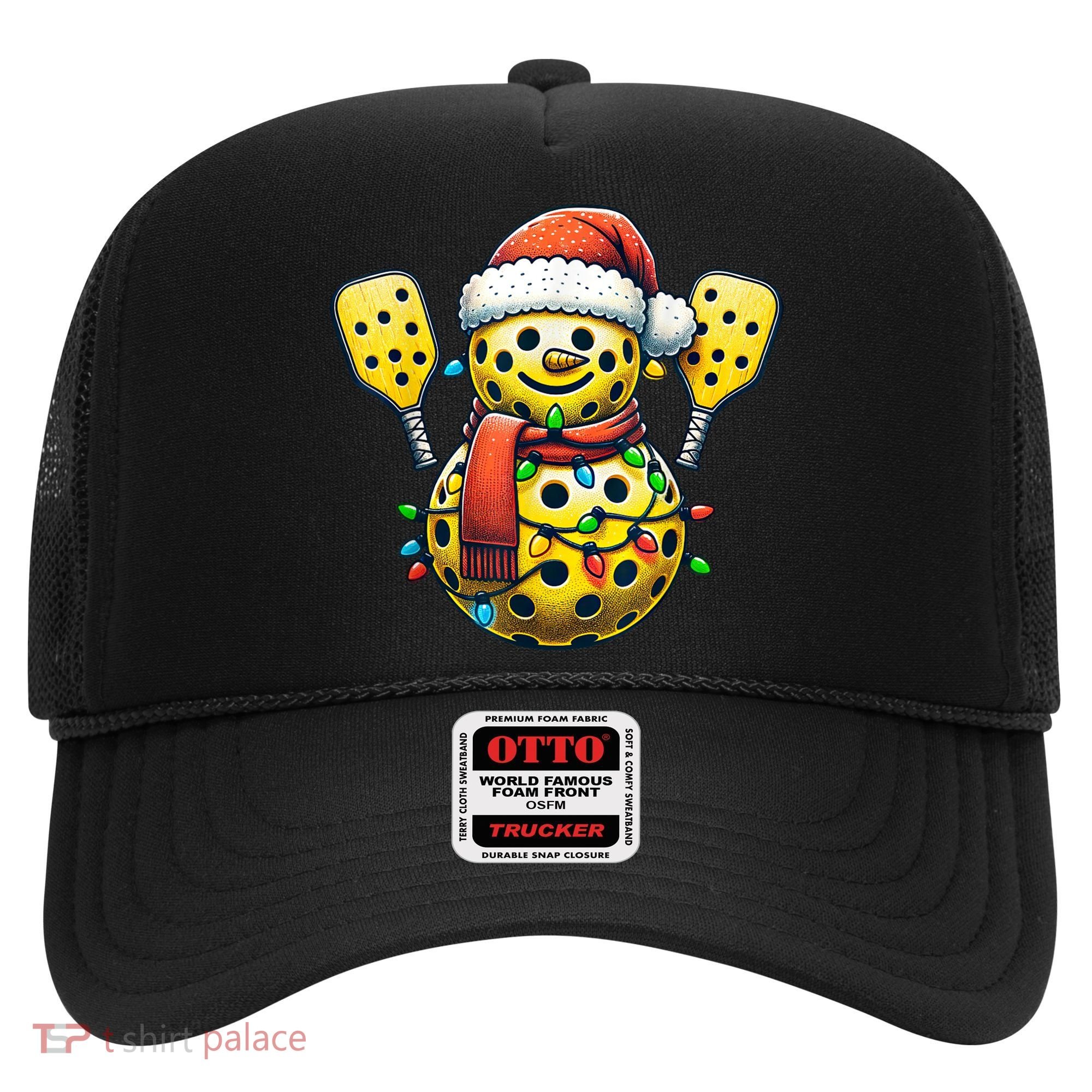 Pickleball Snowman Santa Hat Lights Christmas Pickleball Hat