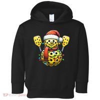 Pickleball Snowman Santa Hat Lights Christmas Pickleball Toddler Hoodie thumb 0