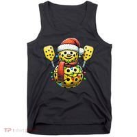 Pickleball Snowman Santa Hat Lights Christmas Pickleball Tank Top thumb 0