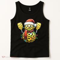 Pickleball Snowman Santa Hat Lights Christmas Pickleball Tank Top thumb 2