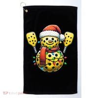 Pickleball Snowman Santa Hat Lights Christmas Pickleball Golf Towel thumb 0