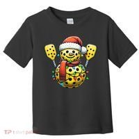 Pickleball Snowman Santa Hat Lights Christmas Pickleball Toddler T-Shirt thumb 0