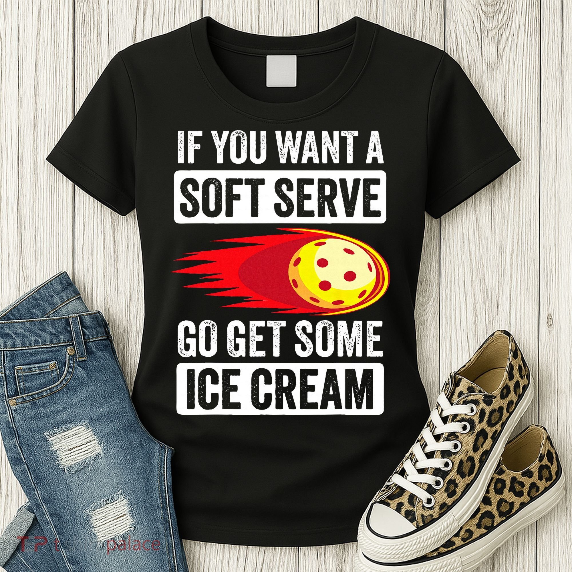 Pickleball Soft Serve Ice Cream Funny Pickleball Women's T-Shirt
