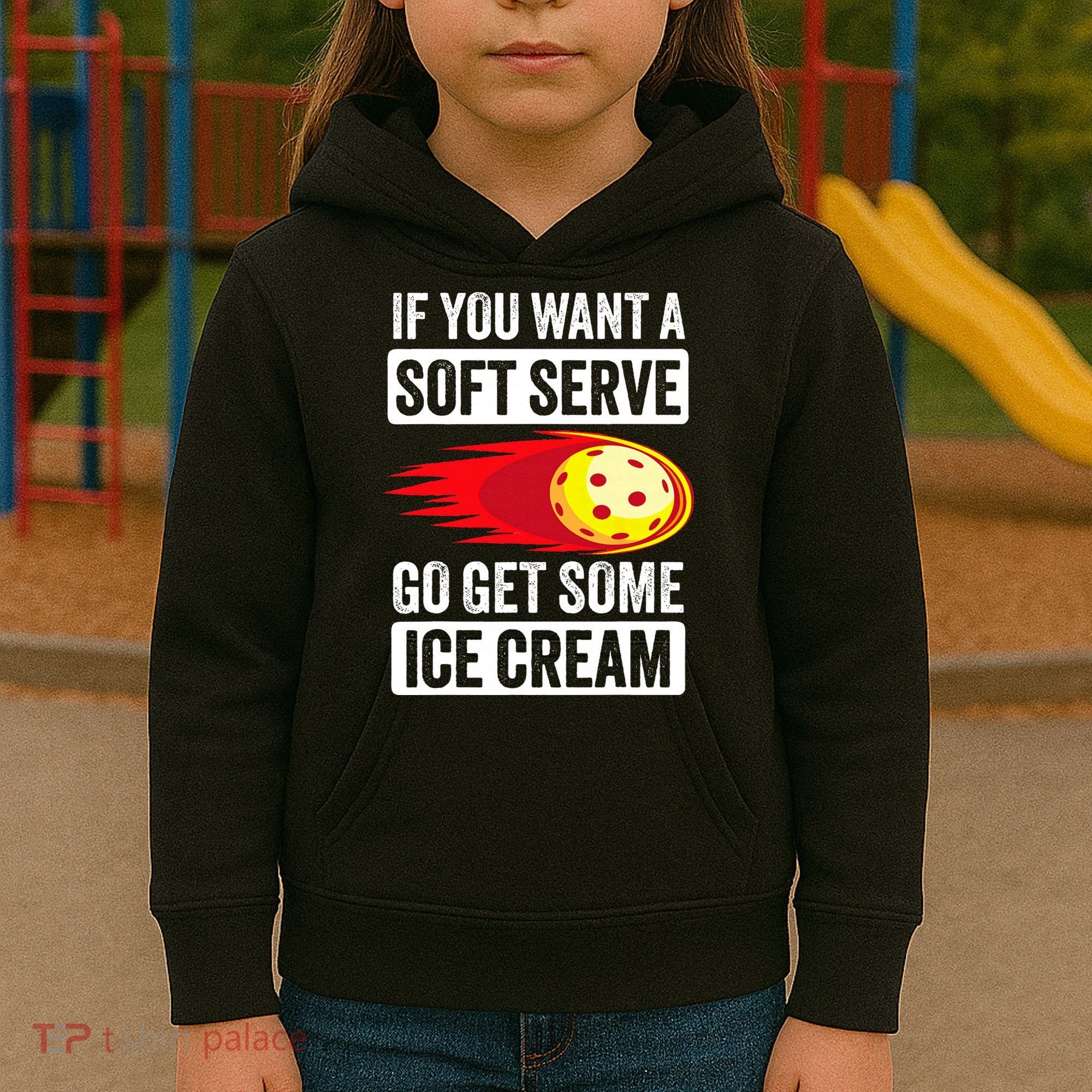 Pickleball Soft Serve Ice Cream Funny Pickleball Kids Hoodie