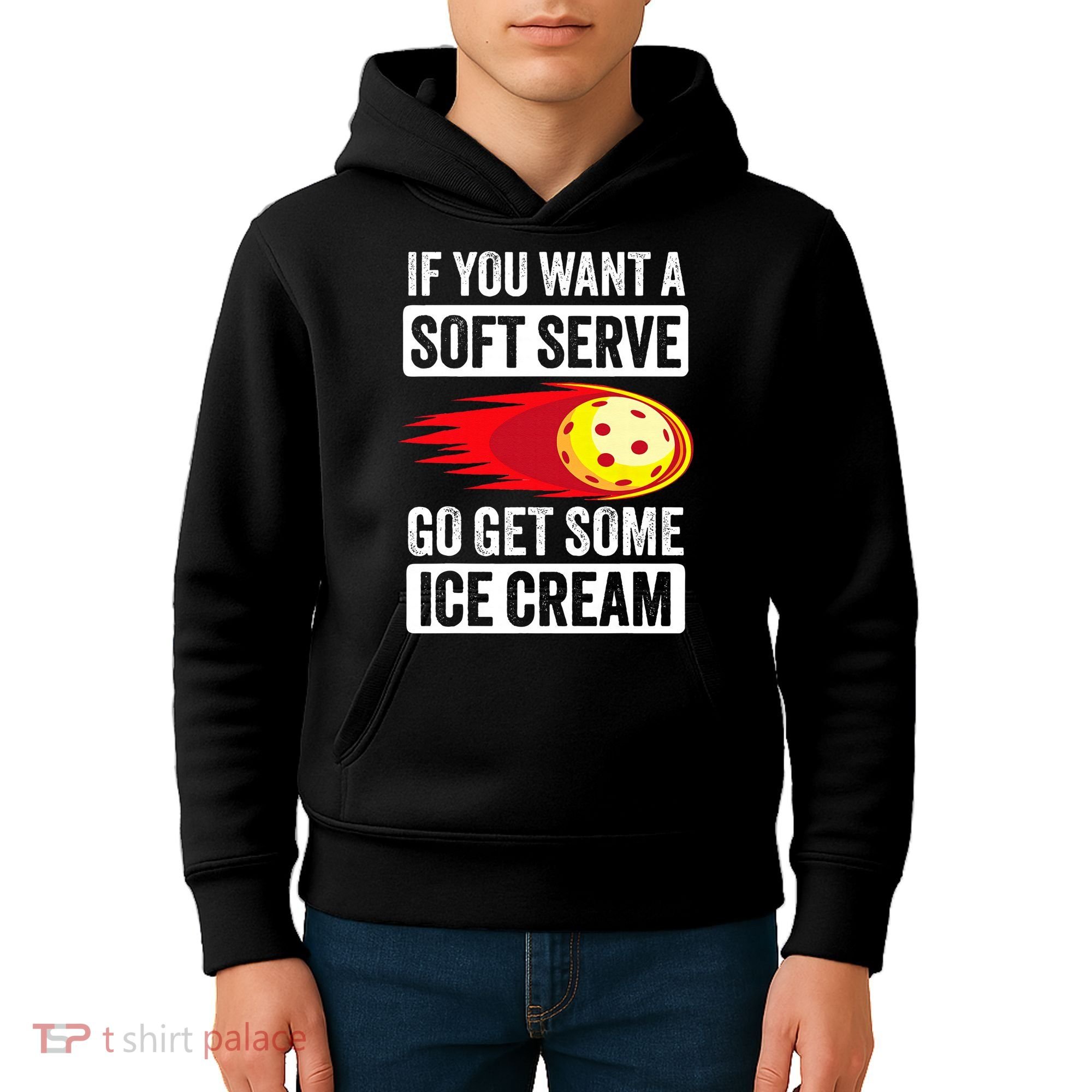 Pickleball Soft Serve Ice Cream Funny Pickleball Kids Hoodie