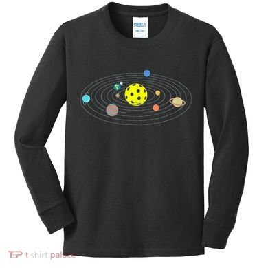 Pickleball Solar System Kids Long Sleeve Shirt