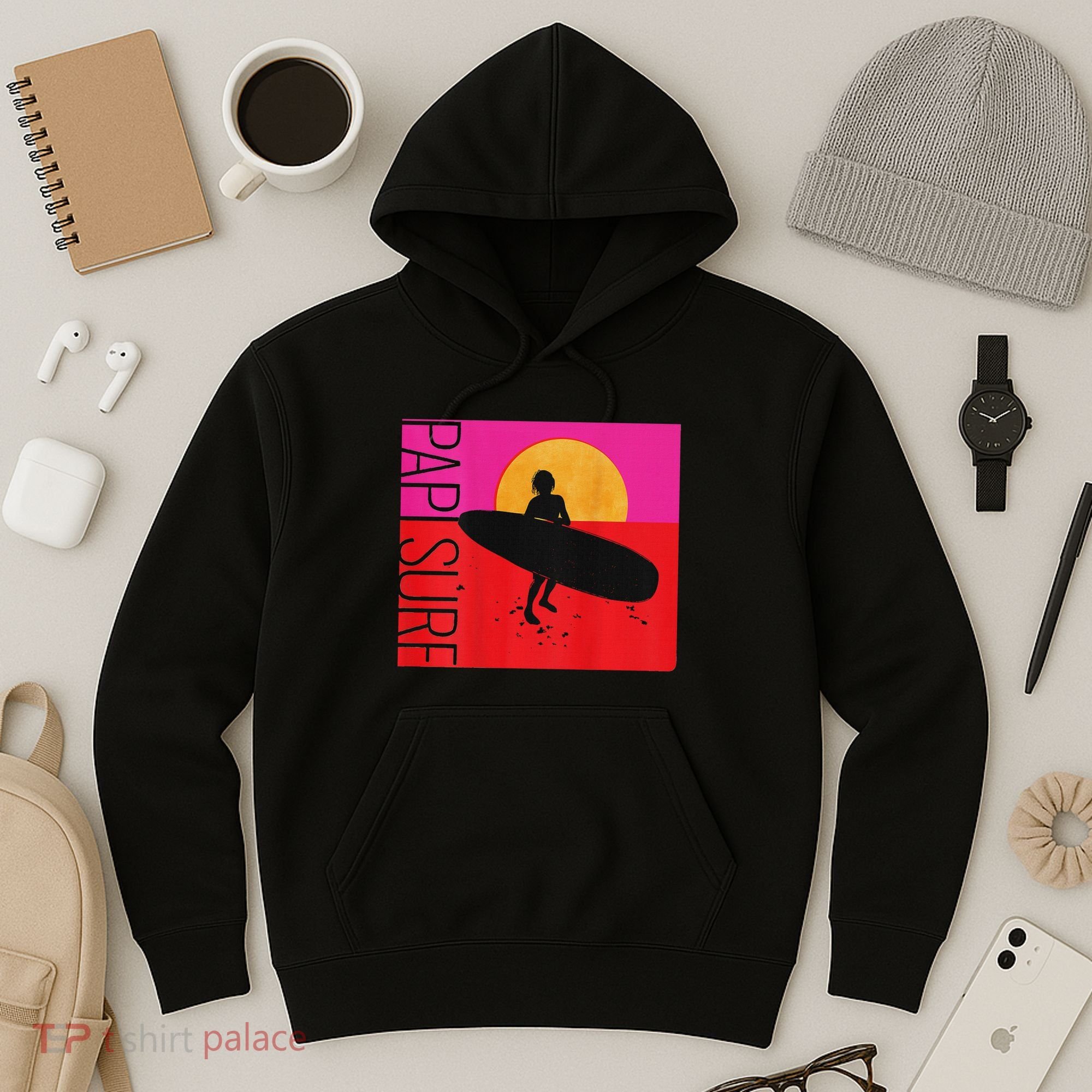 Papi Surf Sunset Surfboard Hoodie