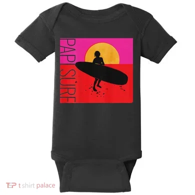 Papi Surf Sunset Surfboard Baby Bodysuit